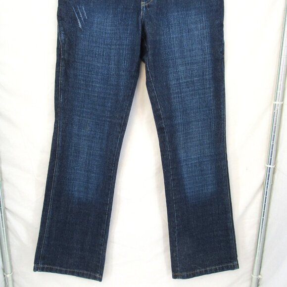 Basic Law Women's Button Fly Wide Leg Low Rise Embroidered Pocket Blue Jeans 8 - Picture 3 of 10